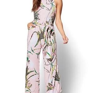 New York & Company Pink & Green Floral Romper
